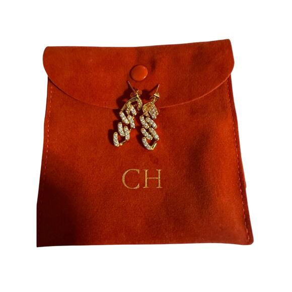 Crystal Haze Mexican Chain Drop Earrings – 18k Gold Plated Brass Cubic Zirconia - Picture 3 of 4